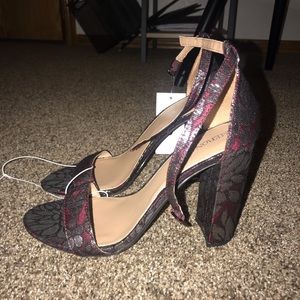 NEW with tags! Burgundy/ Silver strap heels Size 9